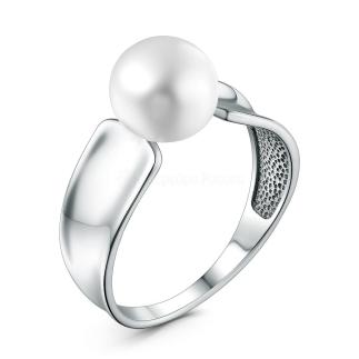 Кольцо из серебра с культивированным жемчугом родированное