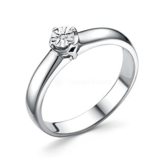 Кольцо из серебра с бриллиантом родированное