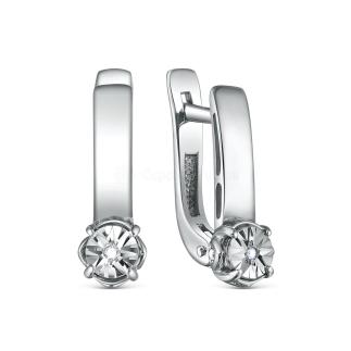 Серьги из серебра с бриллиантами родированные