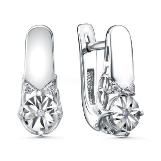 Серьги из серебра с бриллиантом родированные