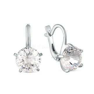 Серьги из серебра с натуральным горным хрусталём родированные