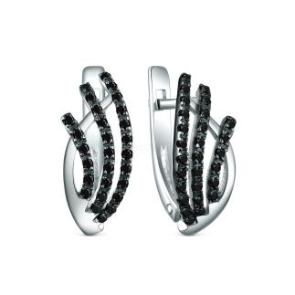 Серьги из серебра с натуральной шпинелью родированные