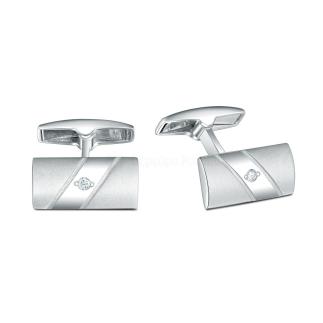 Запонки мужские из родированного серебра с фианитами