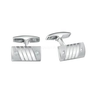 Запонки из серебра родированные с фианитами