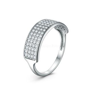 Кольцо из серебра с фианитами родированное