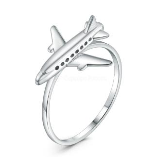 Кольцо из серебра родированное - Самолёт