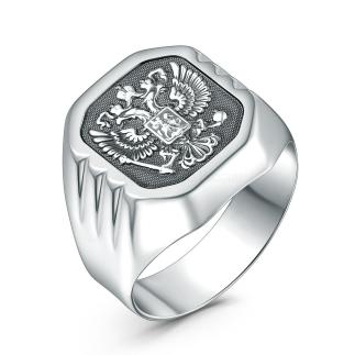 Печатка мужская из чернёного серебра - Герб Российской Федерации
