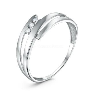 Кольцо из серебра с фианитами родированное
