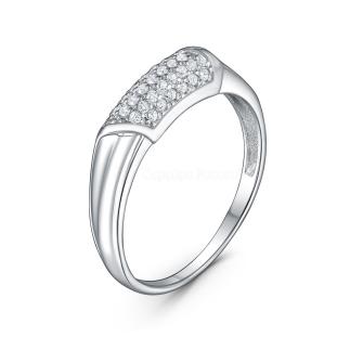 Кольцо из серебра с фианитами родированное