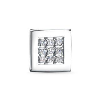 Подвеска из серебра с фианитами родированная - Квадрат, ромб
