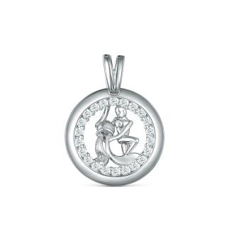Подвеска из серебра с фианитами родированная - Водолей