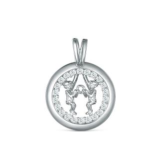 Подвеска из серебра с фианитами родированная - Близнецы