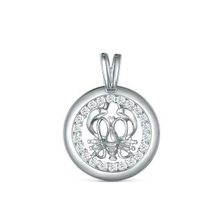 Подвеска из серебра с фианитами родированная - Рак