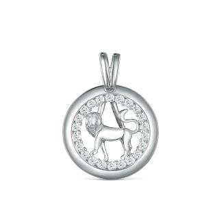 Подвеска из серебра с фианитами родированная - Лев