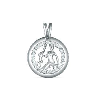 Подвеска из серебра с фианитами родированная - Дева