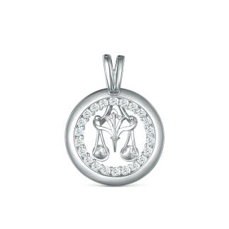 Подвеска из серебра с фианитами родированная - Весы