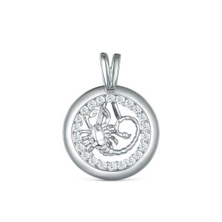 Подвеска из серебра с фианитами родированная - Скорпион