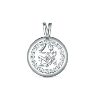 Подвеска из серебра с фианитами родированная - Стрелец