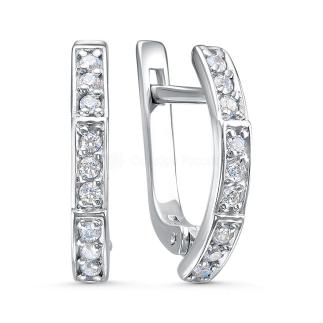 Серьги-дорожки из серебра с фианитами родированные