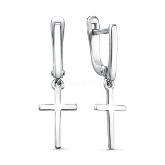 Серьги из серебра родированные - Кресты