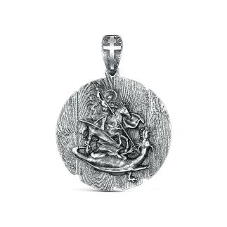 Подвеска религиозная из чернёного серебра - Георгий Победоносец
