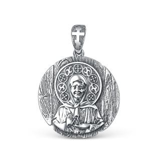 Подвеска религиозная из чернёного серебра - святая Матрона Московская