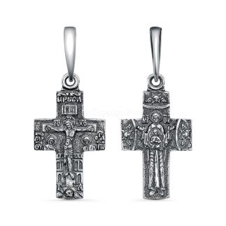 Крест двусторонний из чернёного серебра - 3 см