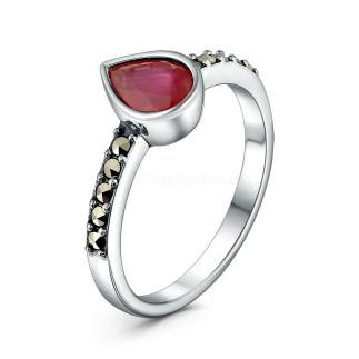 Кольцо из чернёного серебра с рубином и марказитами