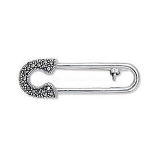 Брошь из чернёного серебра с марказитами - Булавка