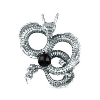 Подвеска из чернёного серебра с синтетическим агатом - Дракон