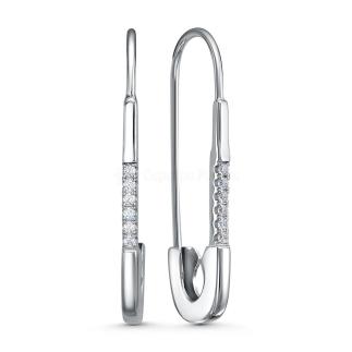 Серьги из серебра с фианитами родированные - Булавки