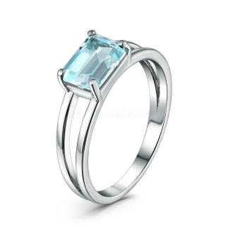 Кольцо из серебра с топазом родированное