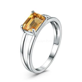 Кольцо из серебра с цитрином родированное