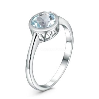 Кольцо из серебра с топазом родированное