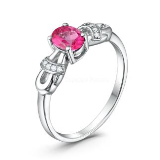 Кольцо из серебра с топазом и кубическим цирконием родированное