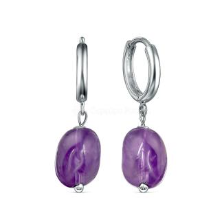 Серьги из серебра с аметистом родированные