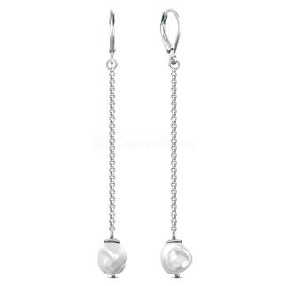 Серьги из серебра с культивированным барочным жемчугом родированные