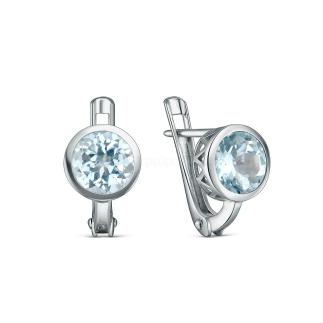 Серьги из серебра с топазом родированные