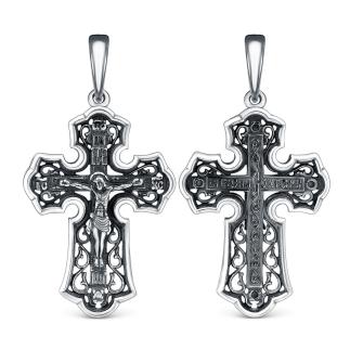 Крест православный из чернёного серебра - 4,4 см