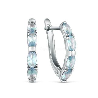 Серьги женские из серебра с топазом родированные