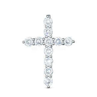 Подвеска из серебра с фианитами родированная - Крест