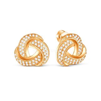 Серьги-пусеты из золочёного серебра с фианитами