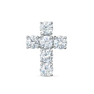 Подвеска крест из серебра с фианитами родированная