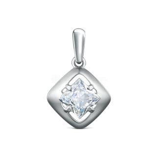 Подвеска из серебра с фианитом родированная - Ромб