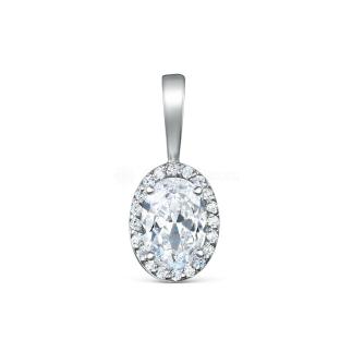 Подвеска из серебра c фианитами родированная