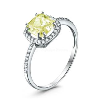 Кольцо из серебра с фианитами родированное