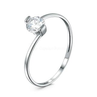 Кольцо из серебра с фианитом родированное 