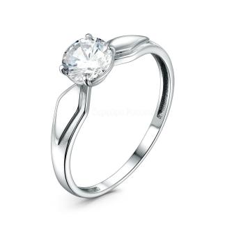 Кольцо из серебра с фианитом родированное