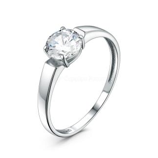 Кольцо из серебра с фианитом родированное