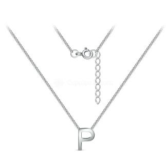 Колье из серебра родированное - Буква «P»